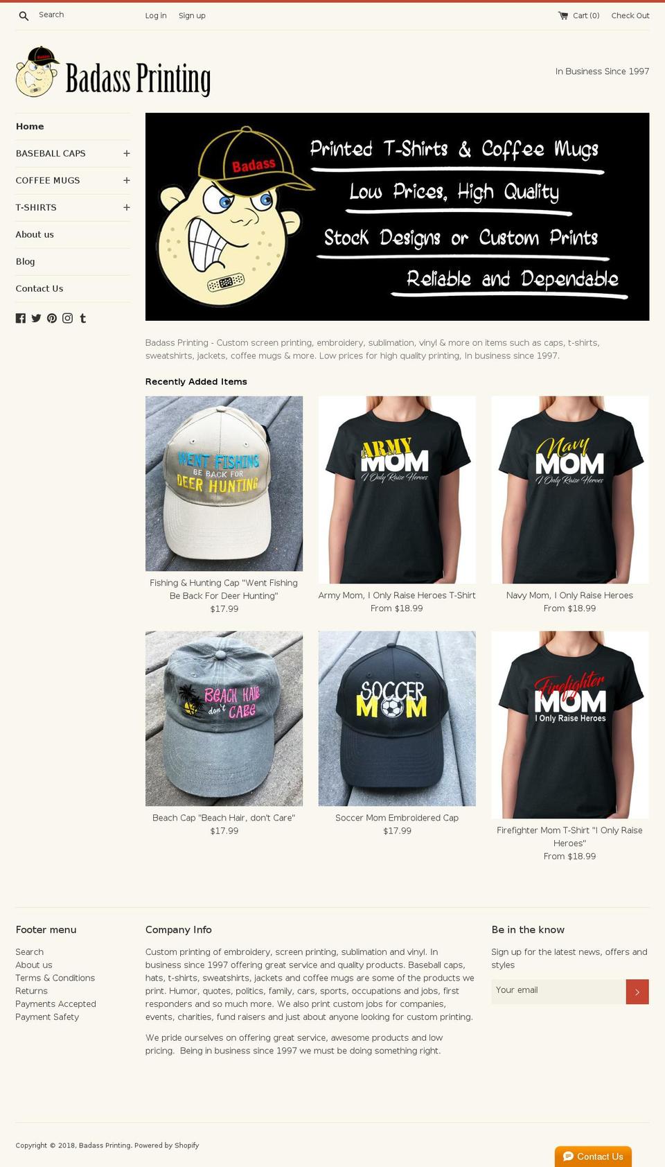 badassprinting.com — Shopify storefront screenshot