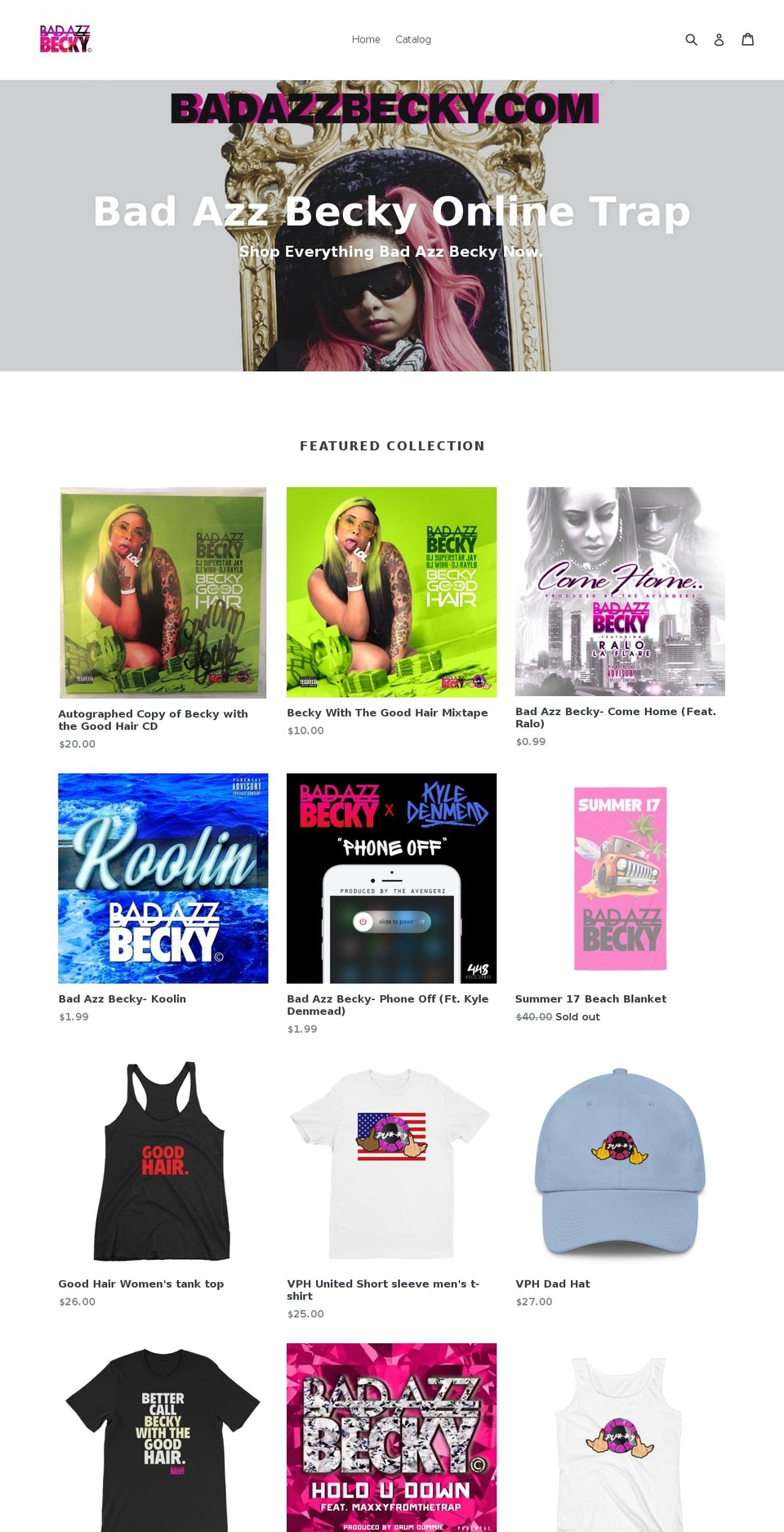 badazzbecky.com shopify website screenshot
