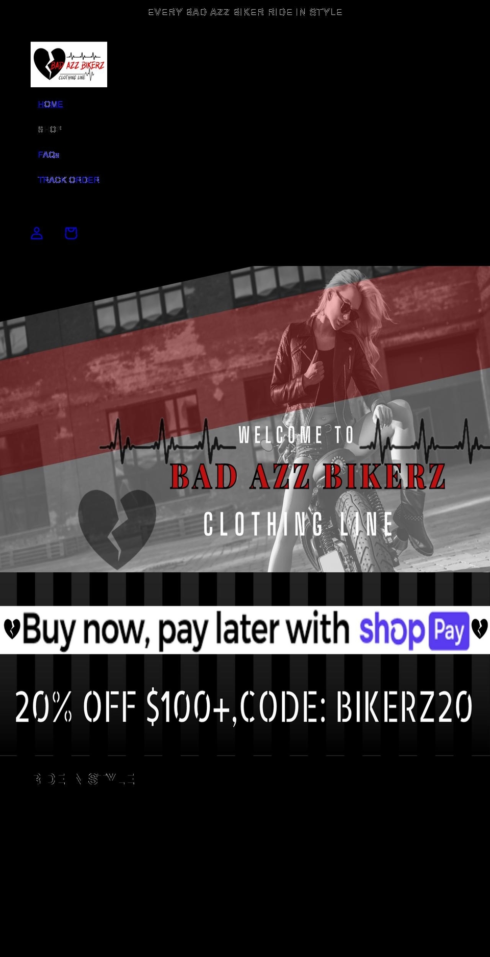 badazzbikerzclothingline.com shopify website screenshot