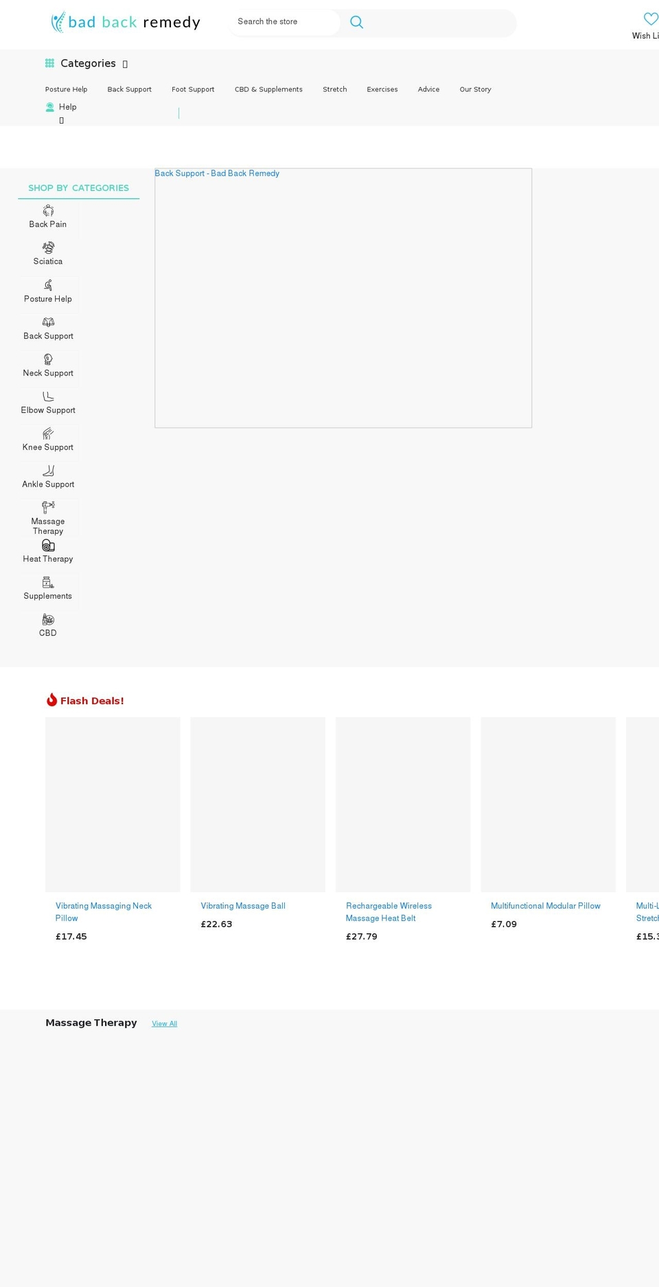 badbackremedy.com shopify website screenshot