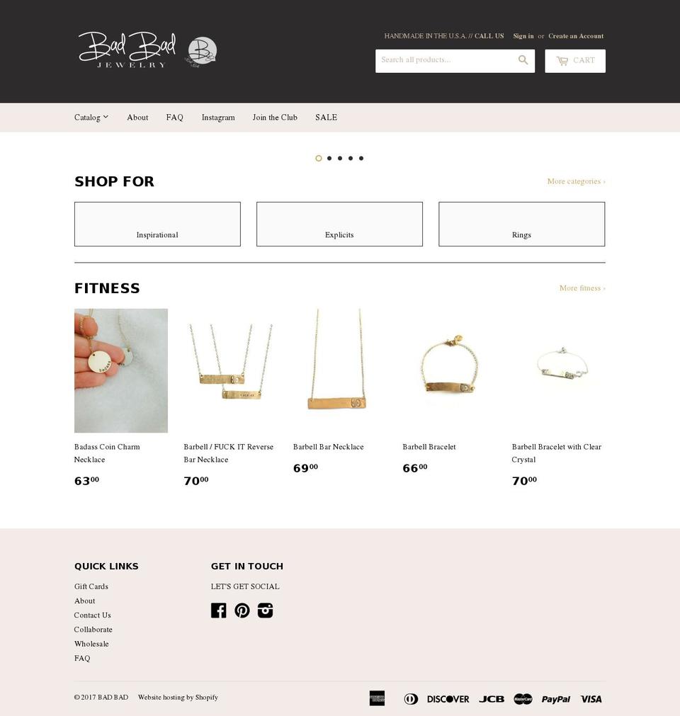 badbadjewelry.com shopify website screenshot