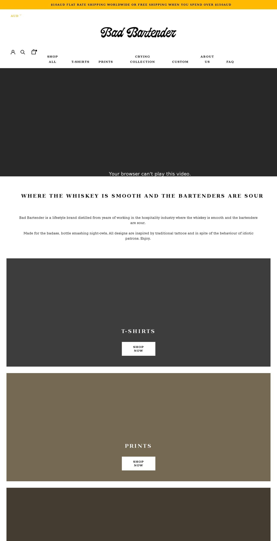 badbartender.com.au shopify website screenshot
