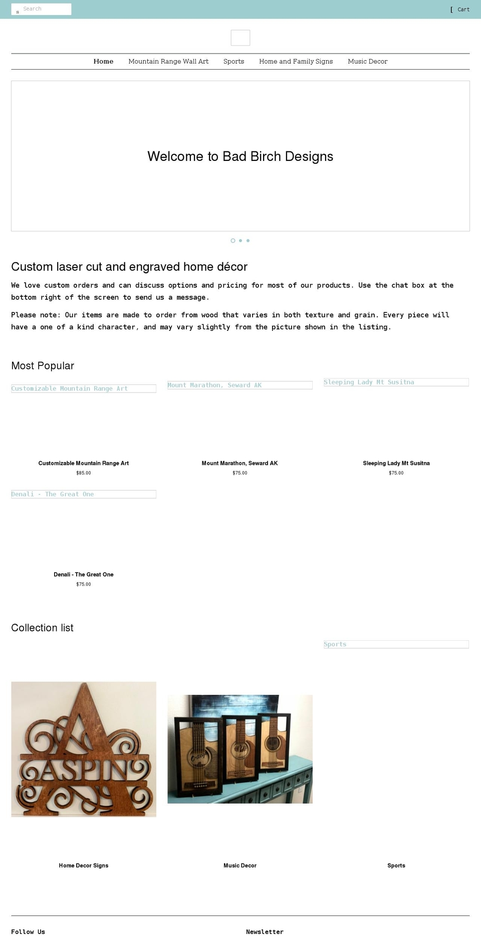 badbirchdesigns.com shopify website screenshot