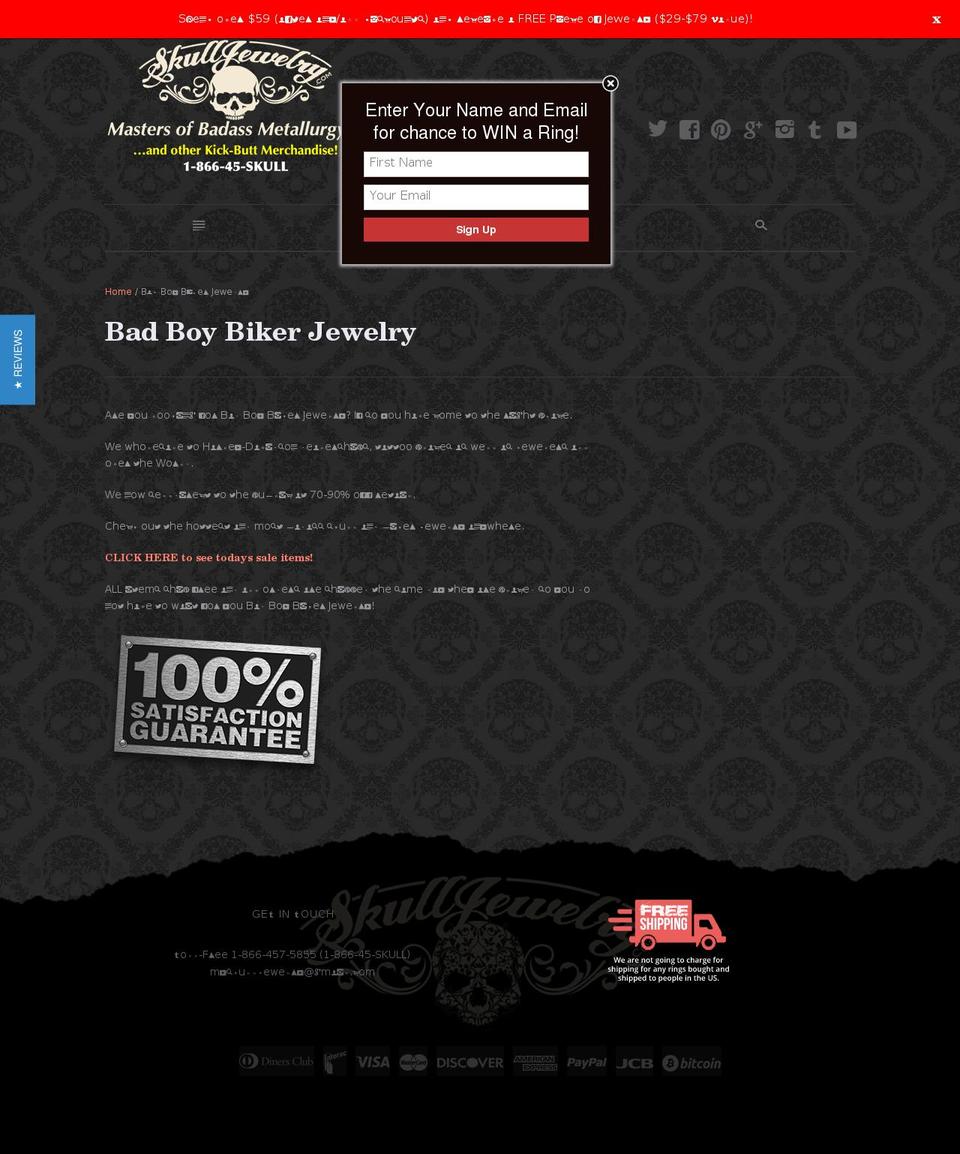badboybikerjewelry.com shopify website screenshot