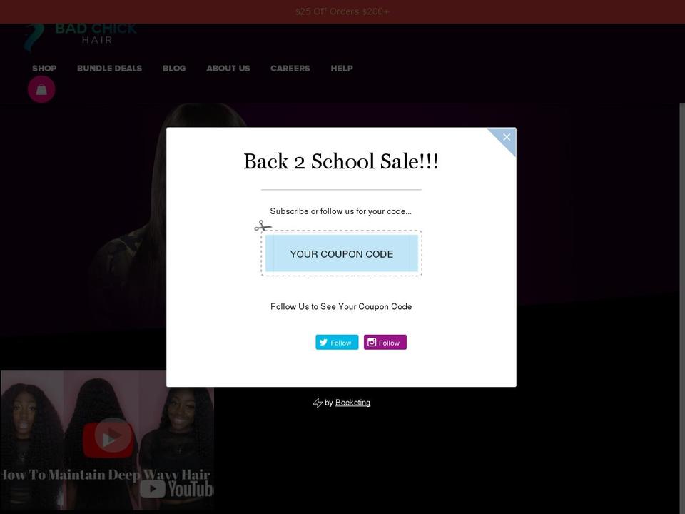 badchickhair.com — Shopify storefront screenshot