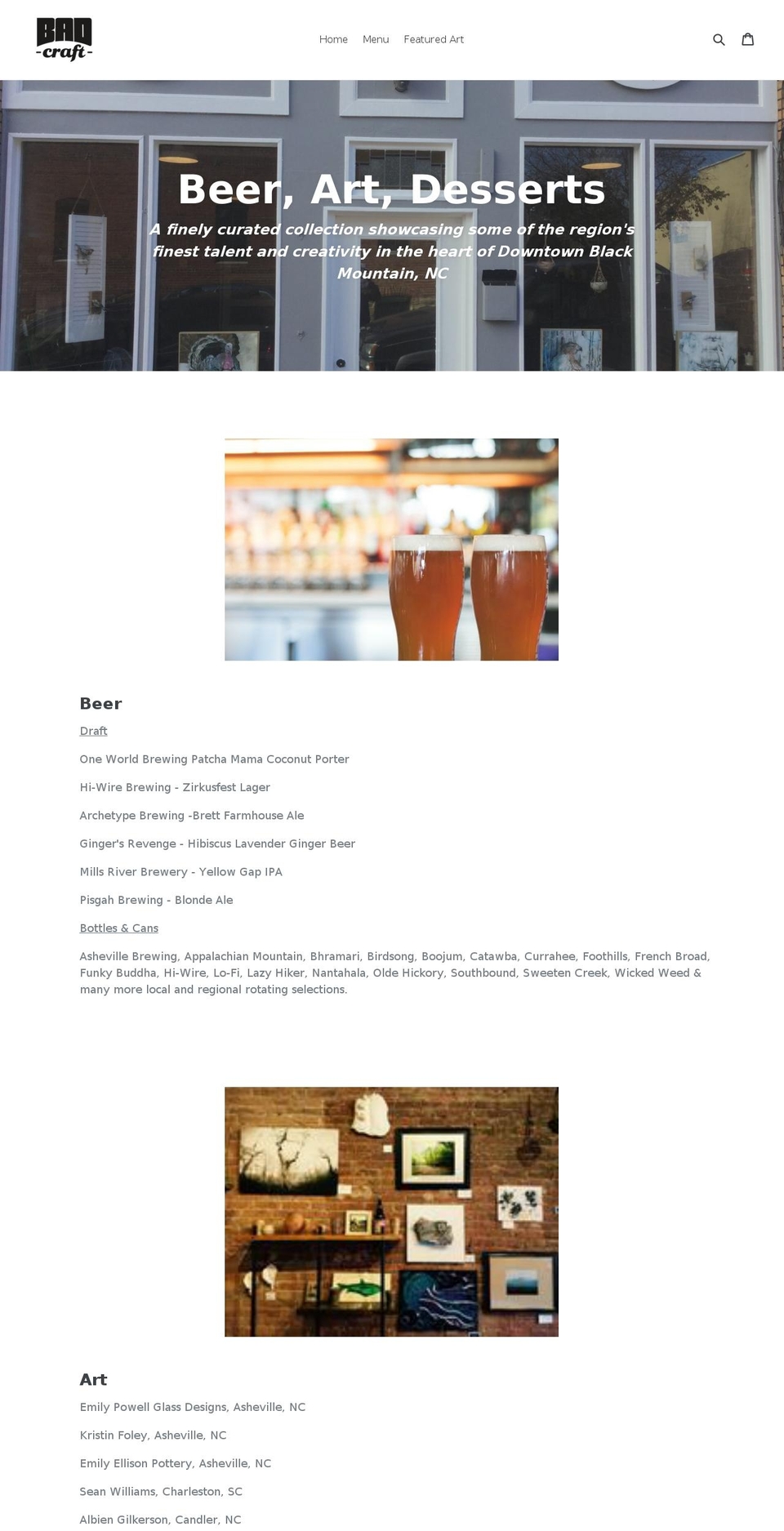 badcraft828.com — Shopify storefront screenshot