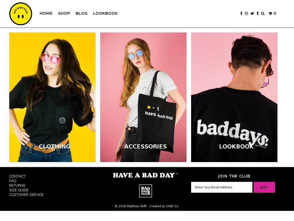 baddaysclub.com shopify website screenshot
