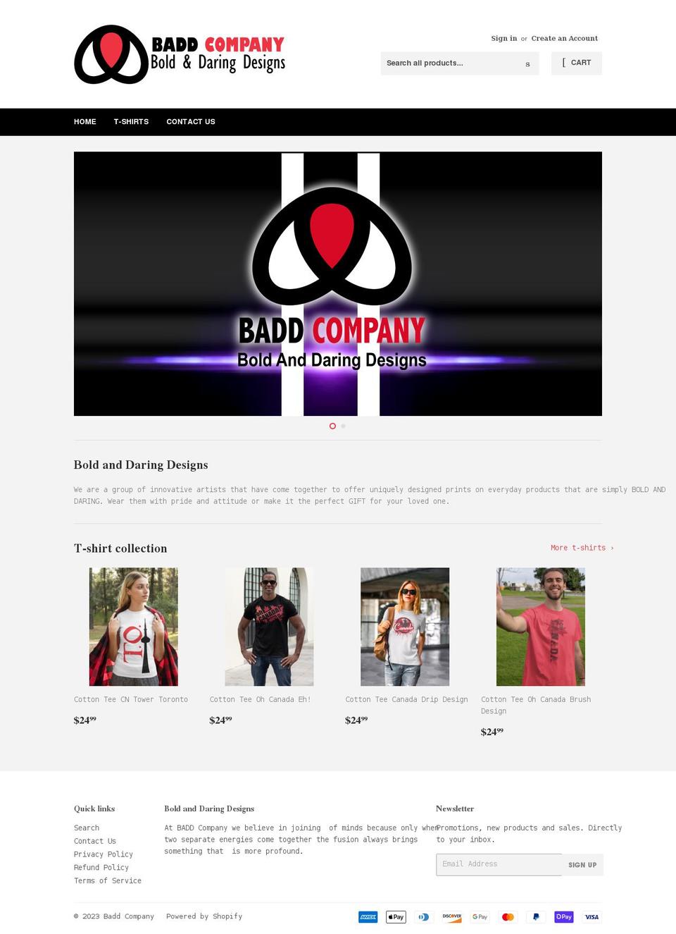 baddcompany.com shopify website screenshot