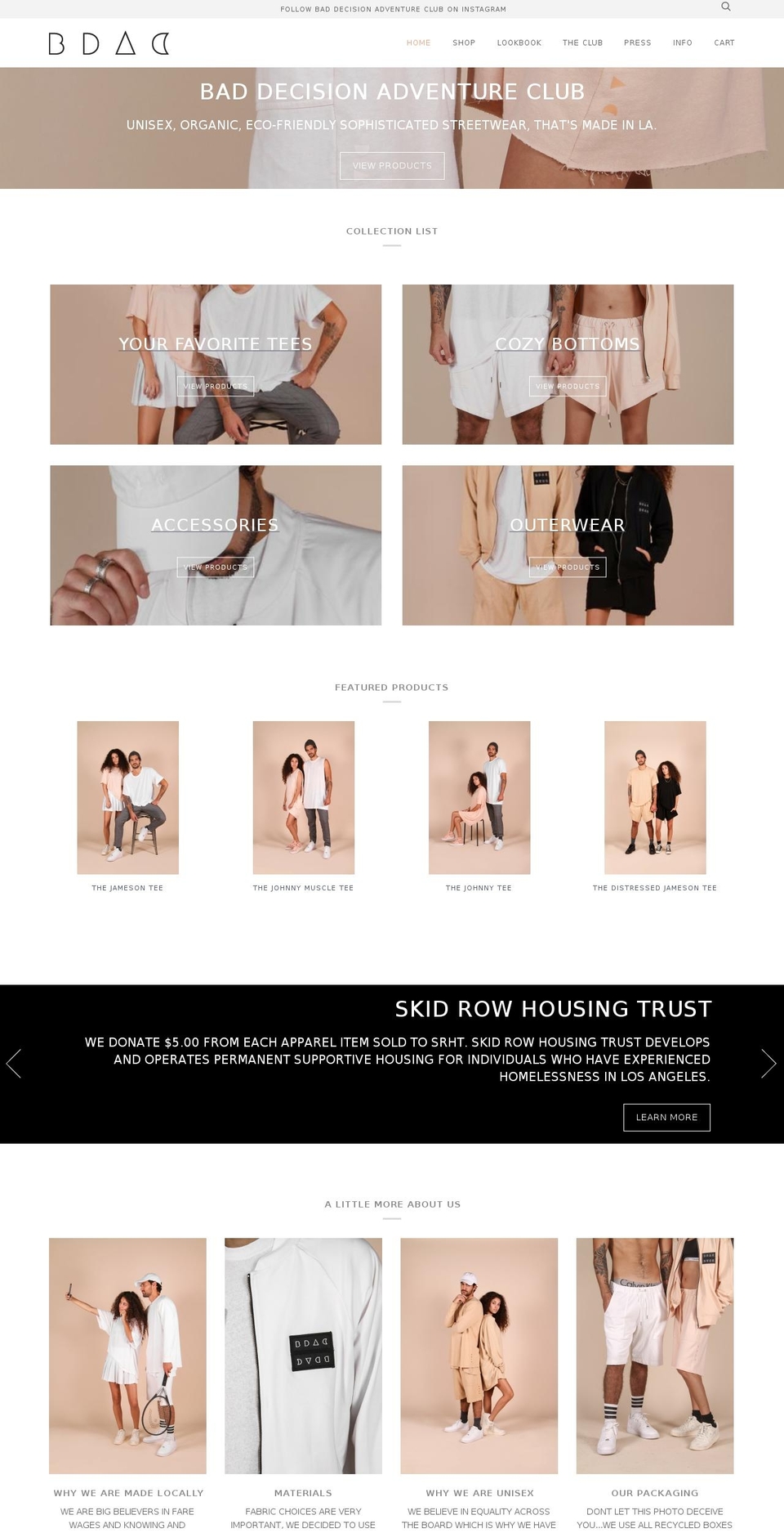 baddecisionadventureclub.com — Shopify storefront screenshot