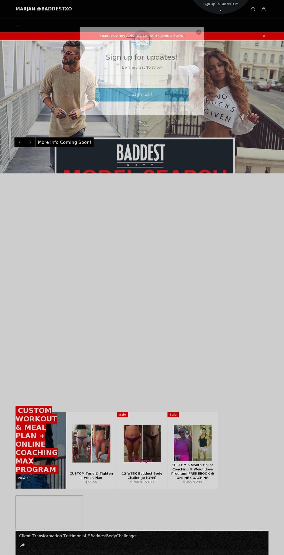 baddestxo.com shopify website screenshot