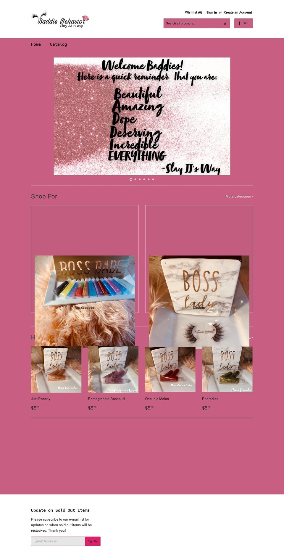 baddie-behavior.com shopify website screenshot