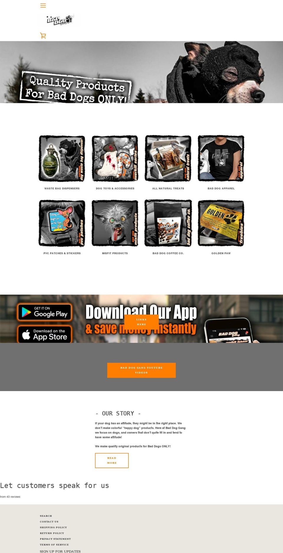 baddoggang.com shopify website screenshot