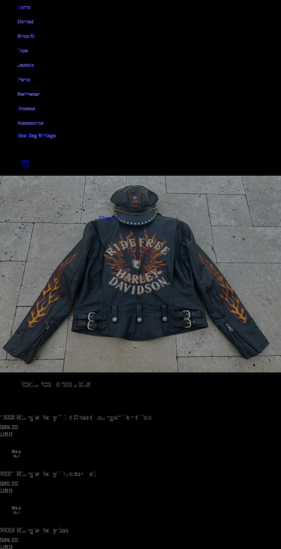 baddogvintage.com shopify website screenshot