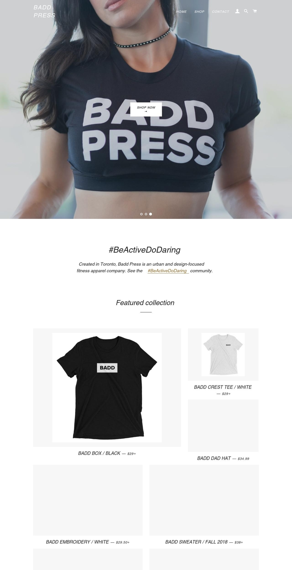 baddpress.com — Shopify storefront screenshot