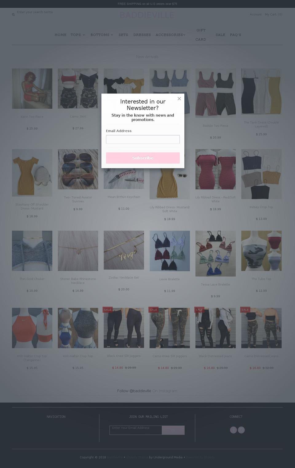 baddyville.com — Shopify storefront screenshot