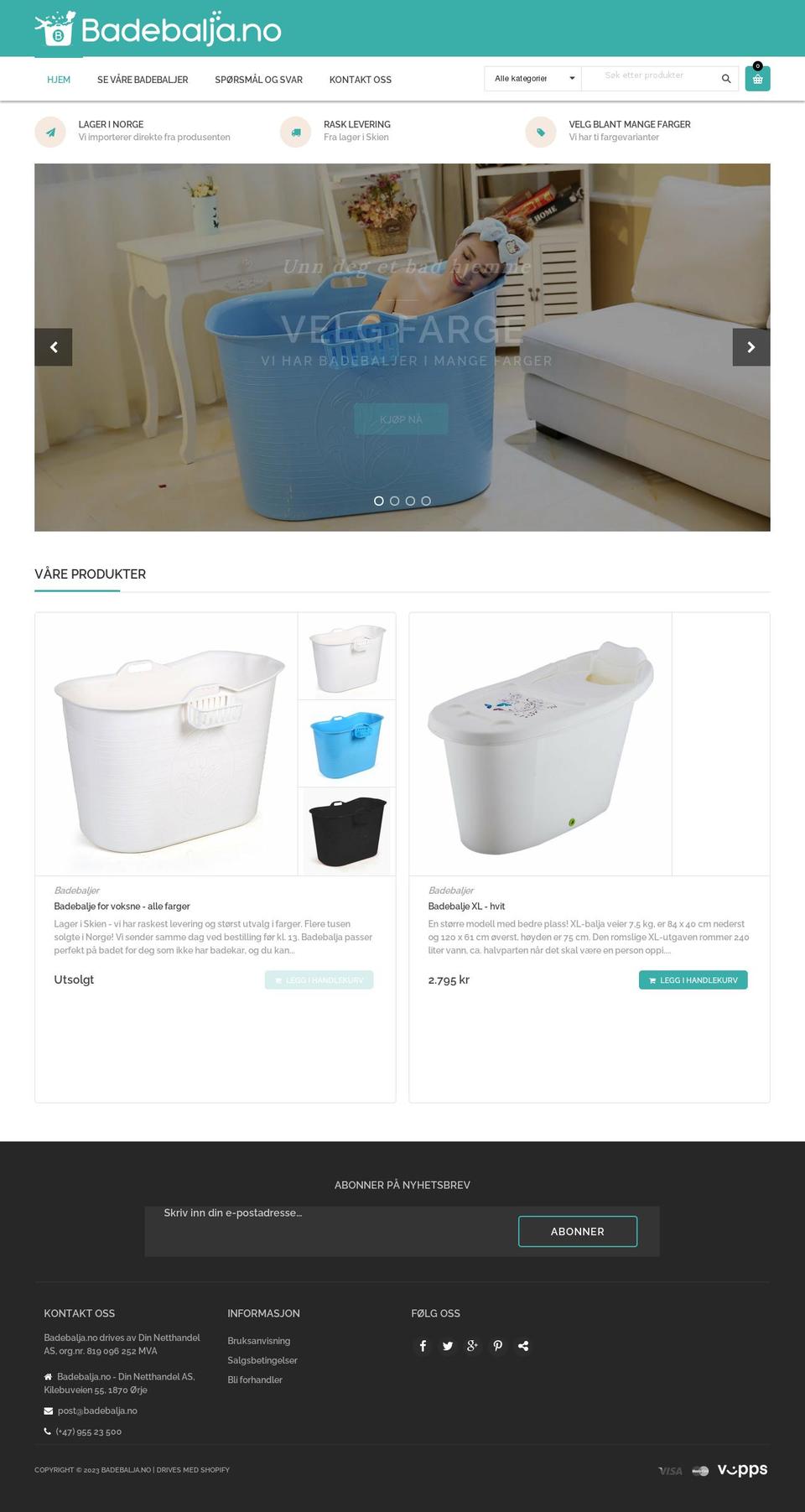 badebalja.no shopify website screenshot