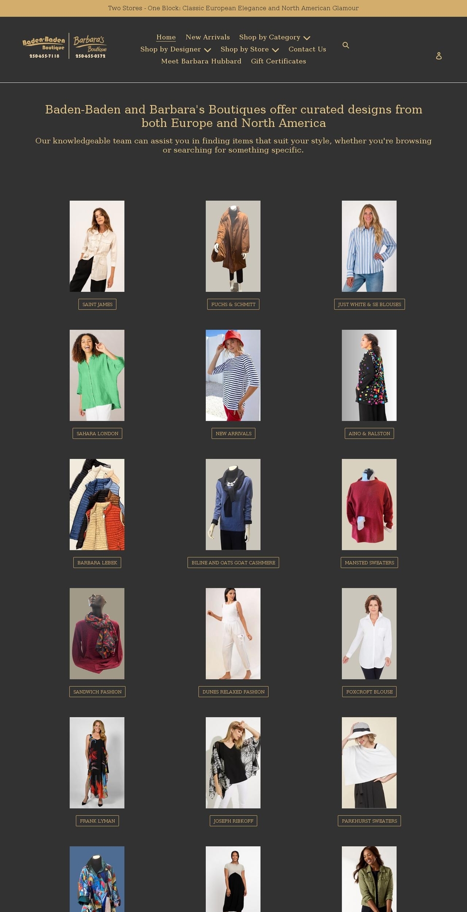 badenbadenboutiques.com shopify website screenshot