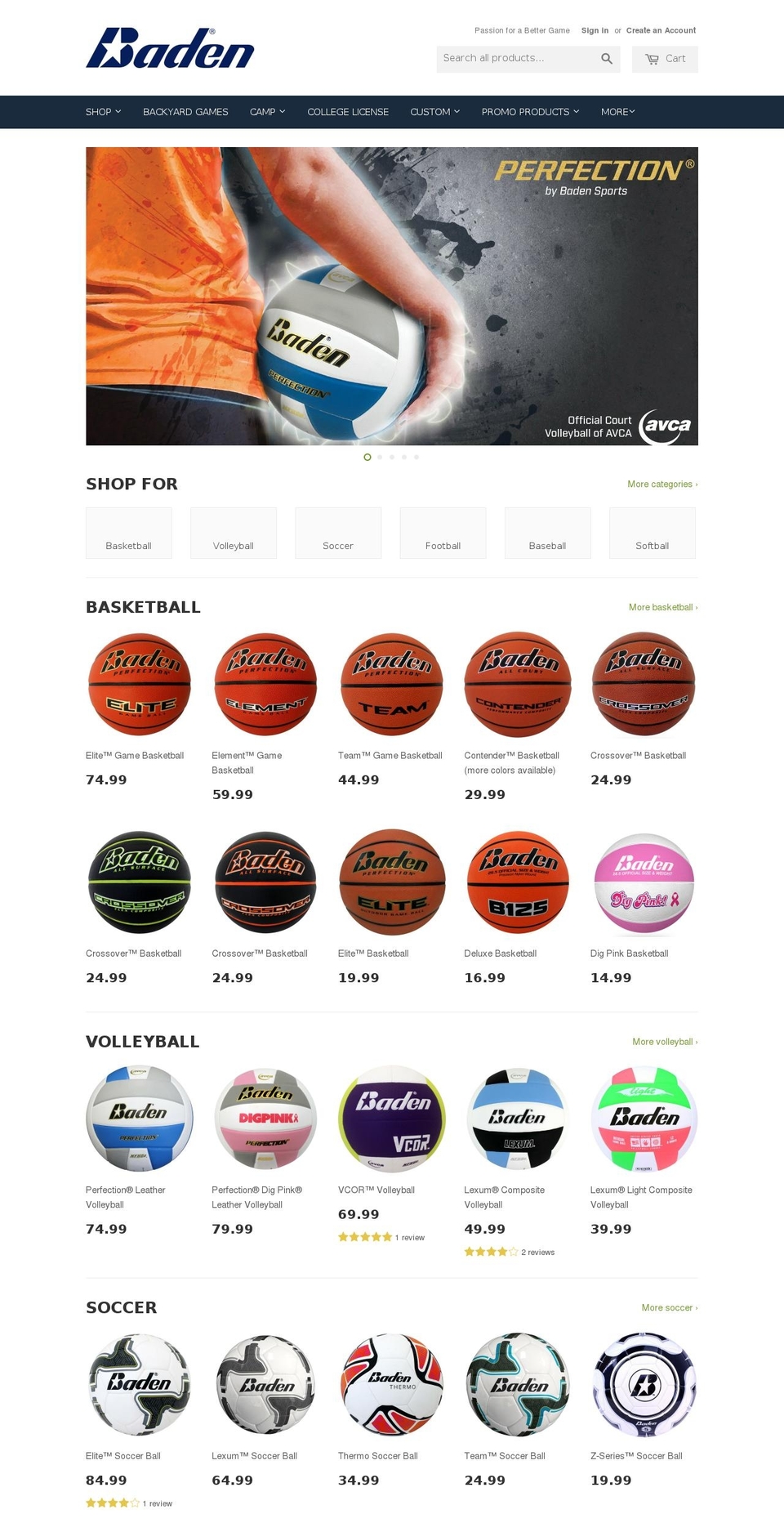 badensports.com shopify website screenshot