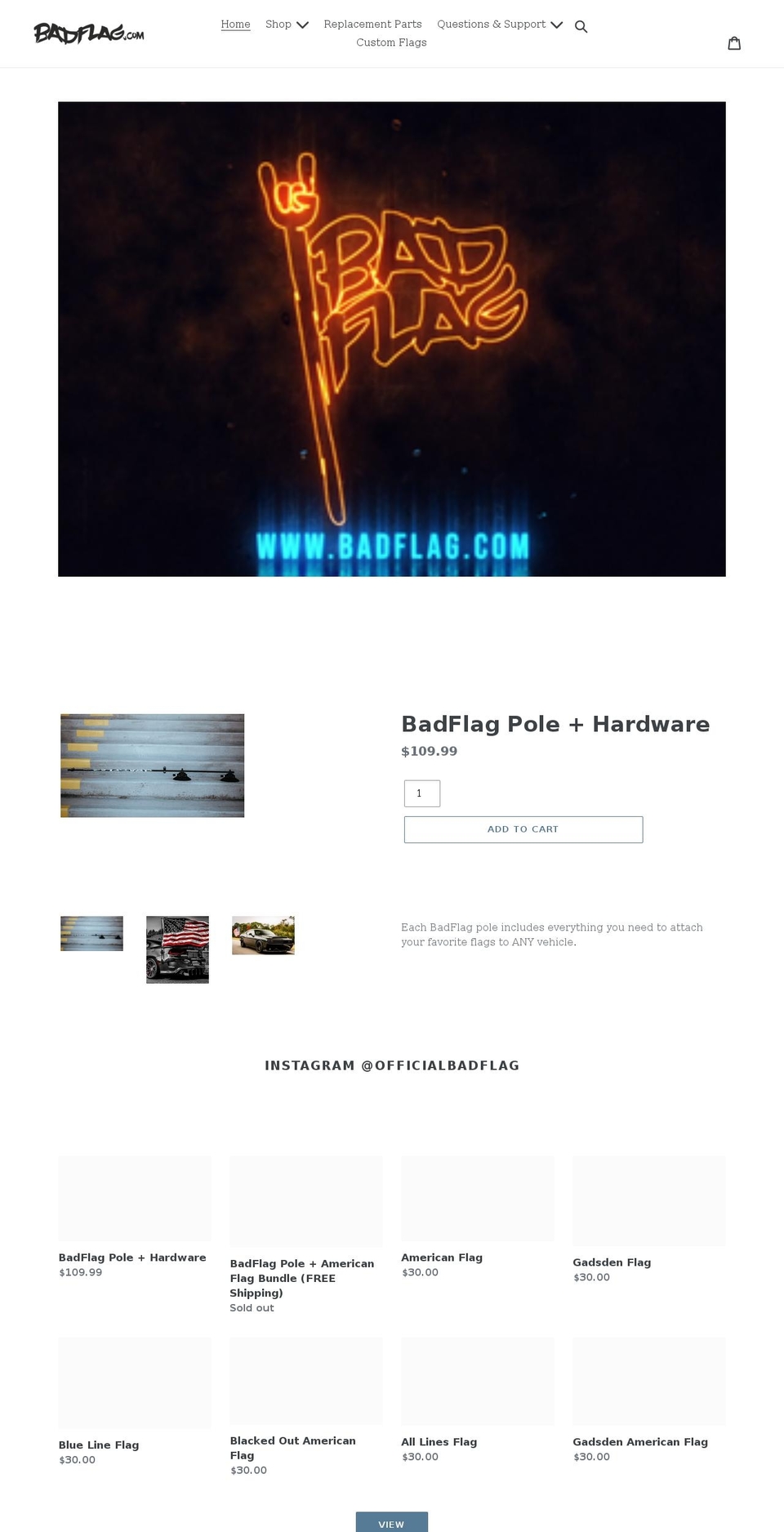 badflag.com shopify website screenshot