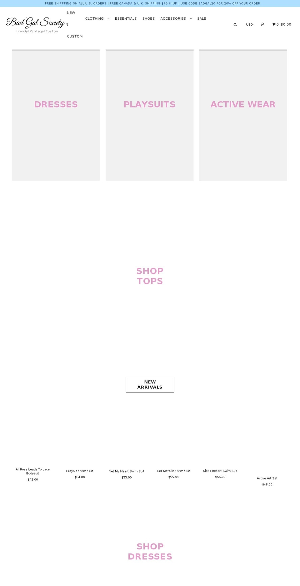 badgalsociety.com — Shopify storefront screenshot