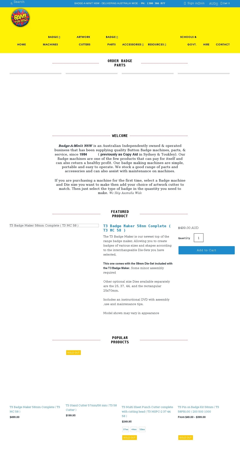 badgeaminit.com.au shopify website screenshot