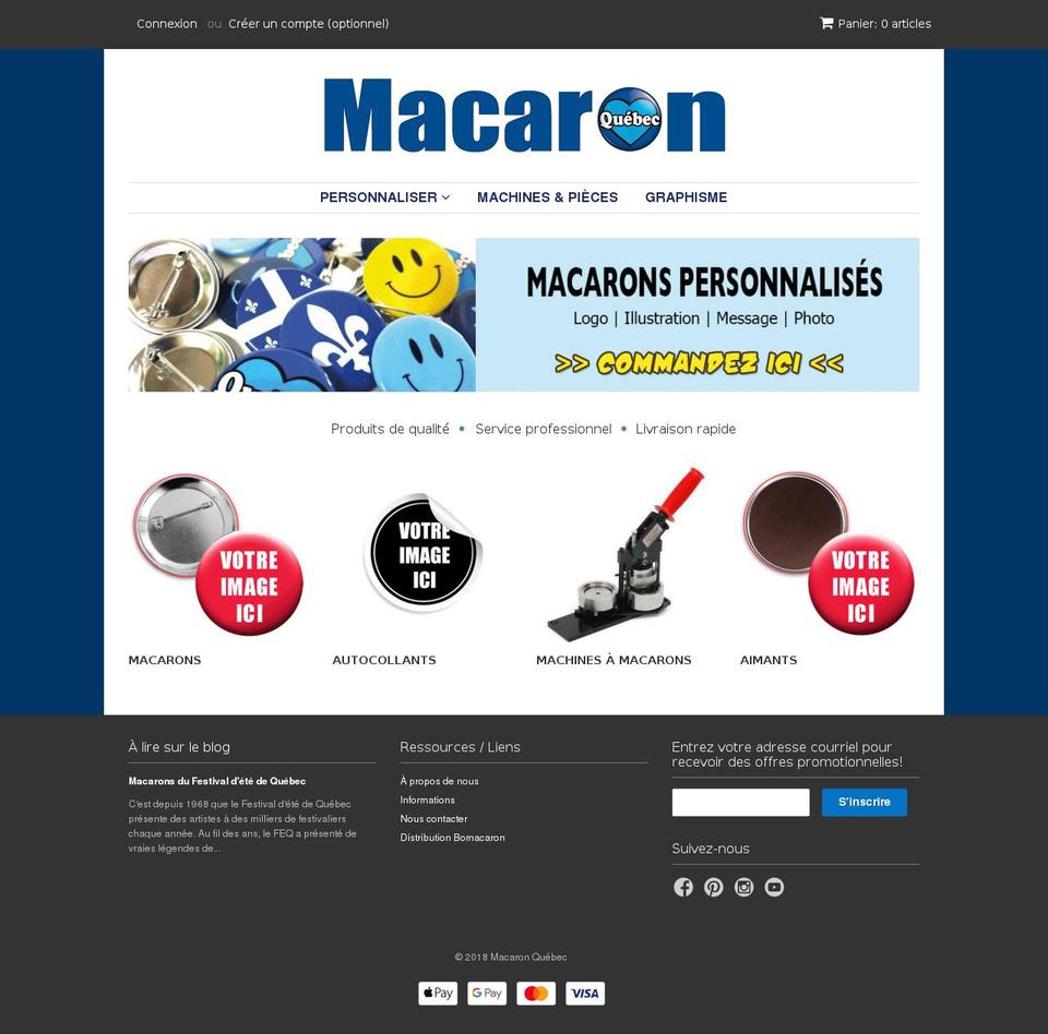 Macaron Québec Shopify theme site example badgebuttonpin.com