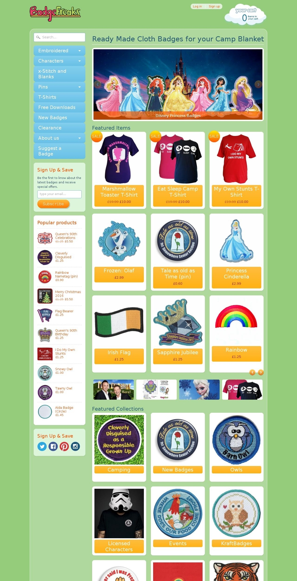 badgefreak.com shopify website screenshot