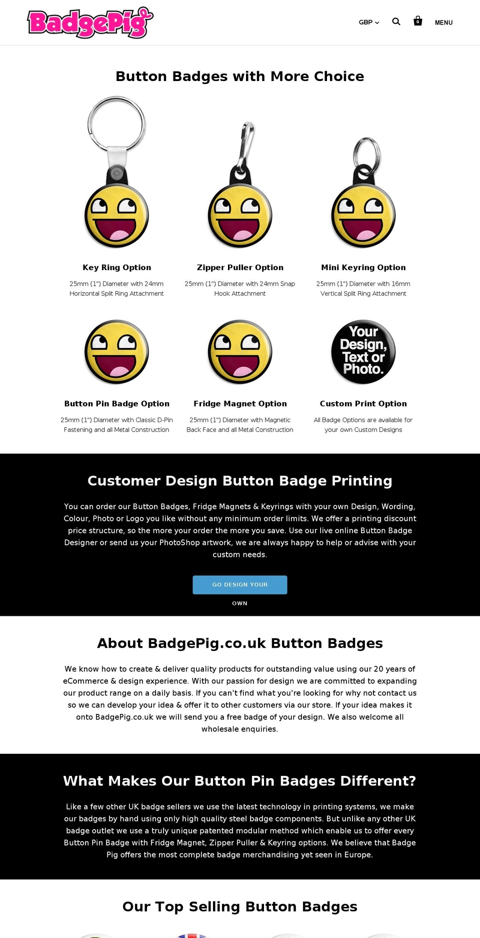 badgepig.co.uk shopify website screenshot