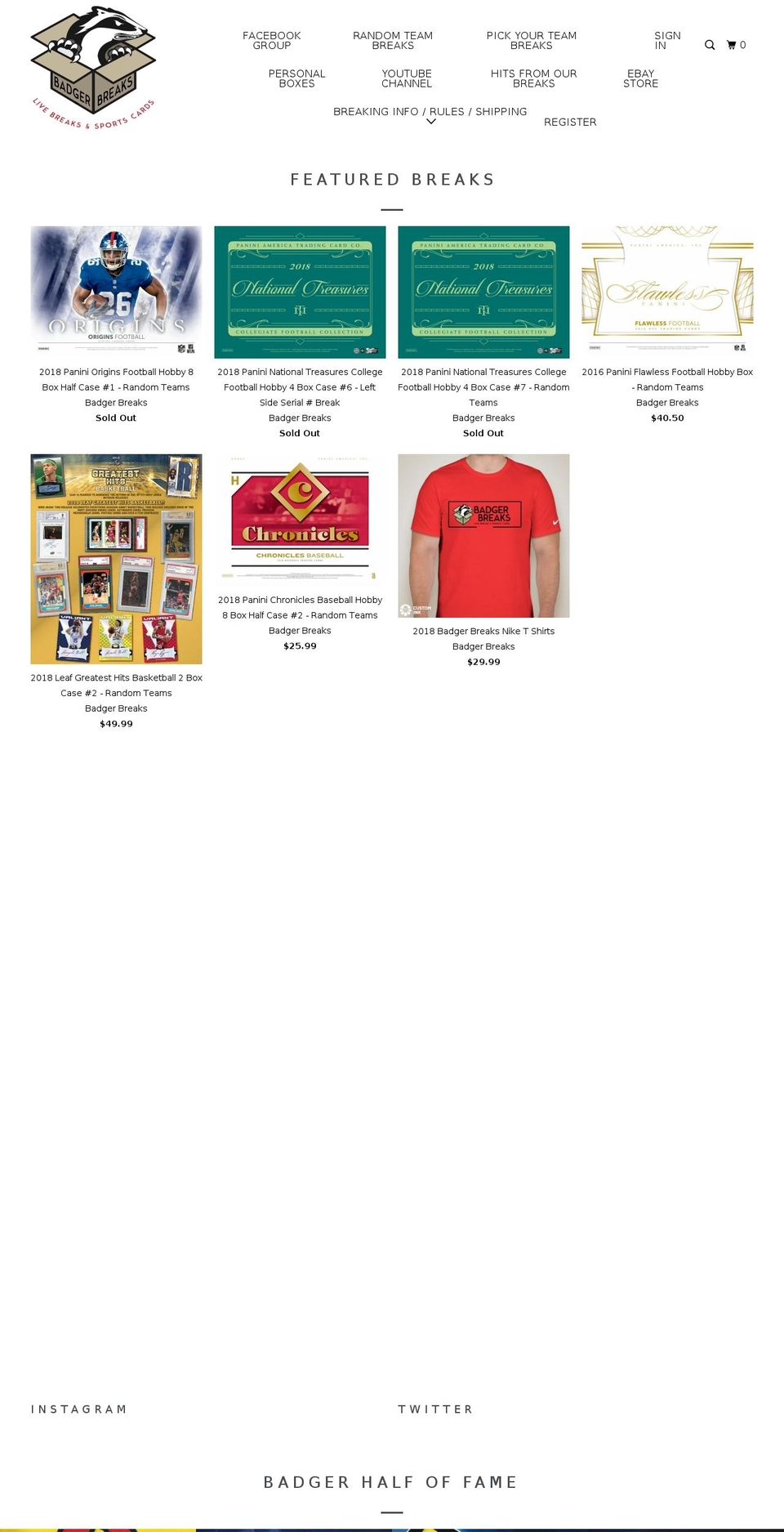 badgerbreaks.com shopify website screenshot
