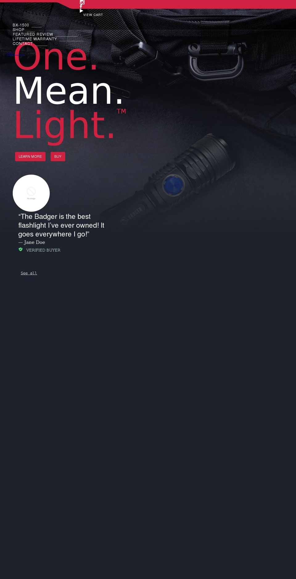 badgerflashlights.com shopify website screenshot