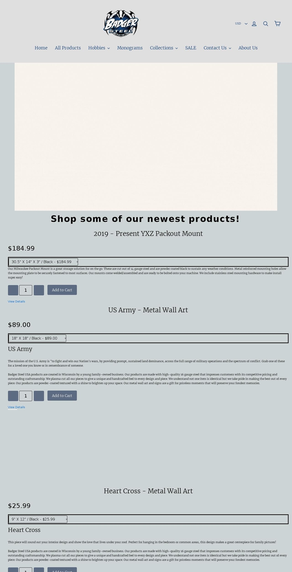 badgersteelusa.com shopify website screenshot