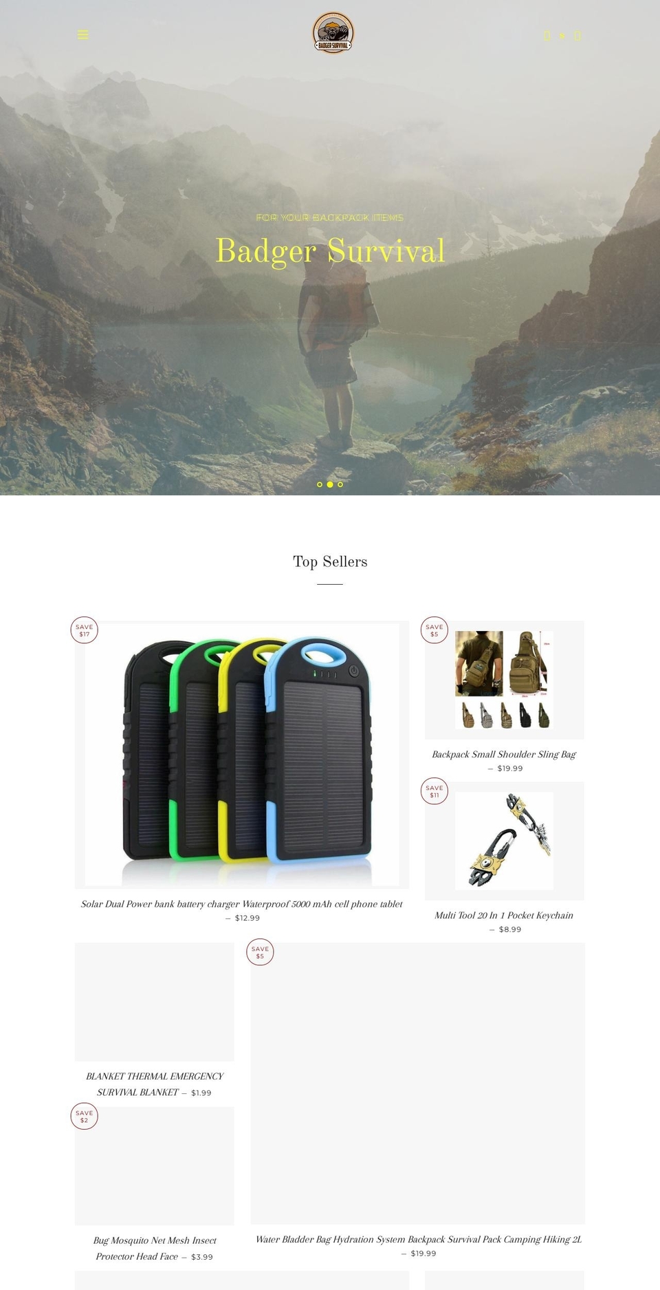 badgersurvivalonline.com — Shopify storefront screenshot