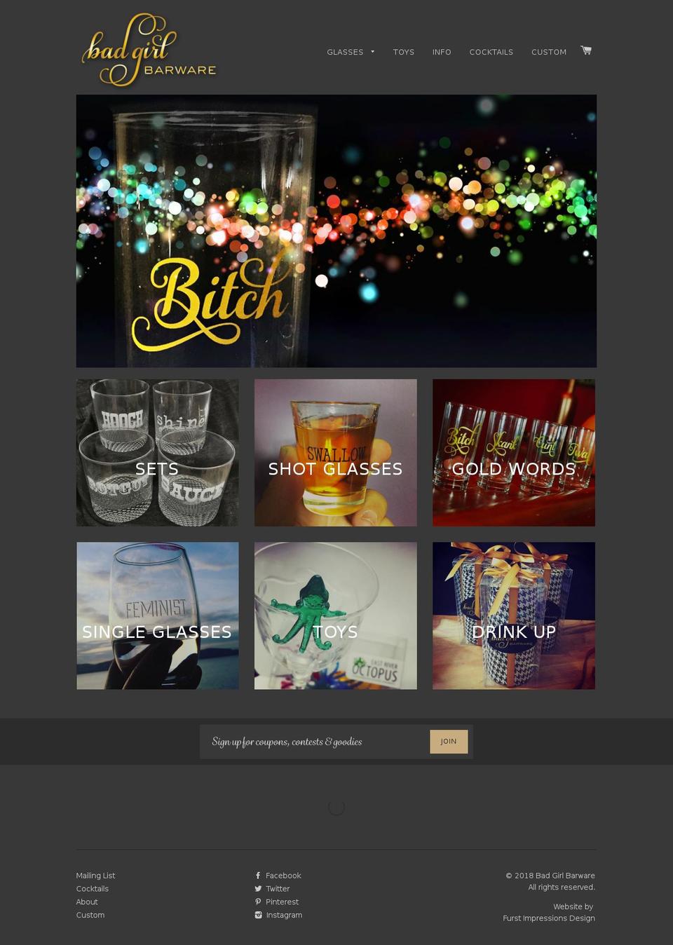 badgirlbarware.com shopify website screenshot