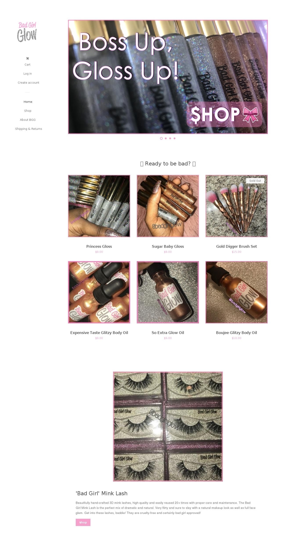 badgirlglow.com — Shopify storefront screenshot
