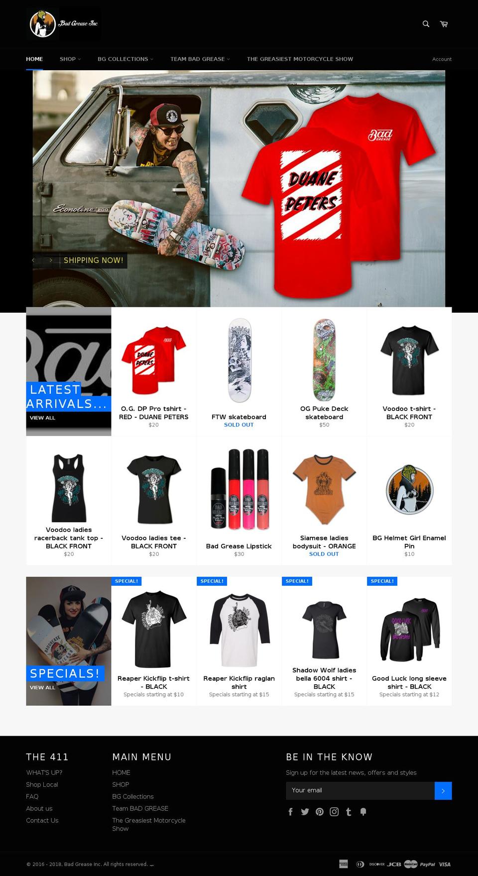 badgreaseladies.com — Shopify storefront screenshot