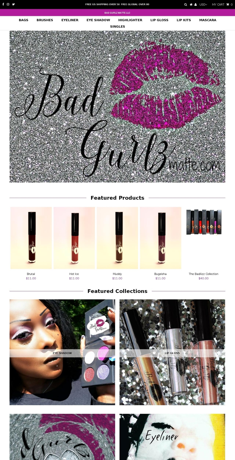 badgurlzmatte.com — Shopify storefront screenshot