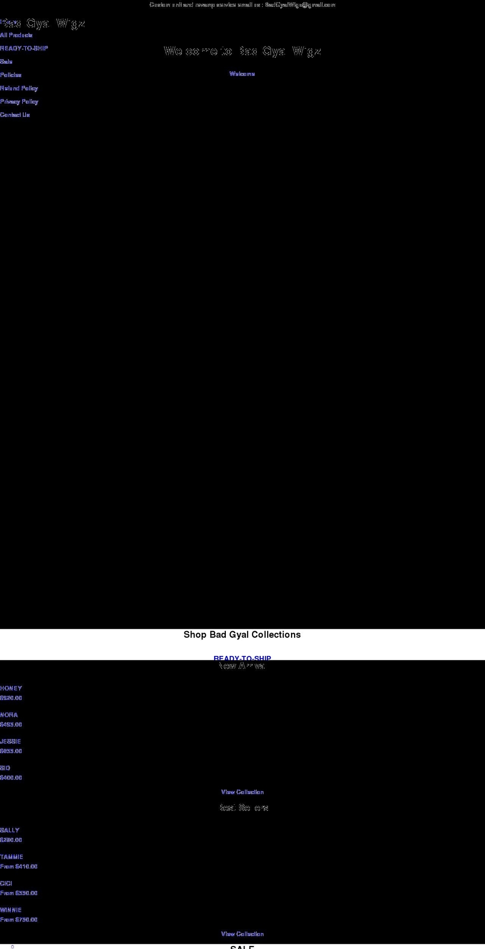 badgyalwigz.com shopify website screenshot
