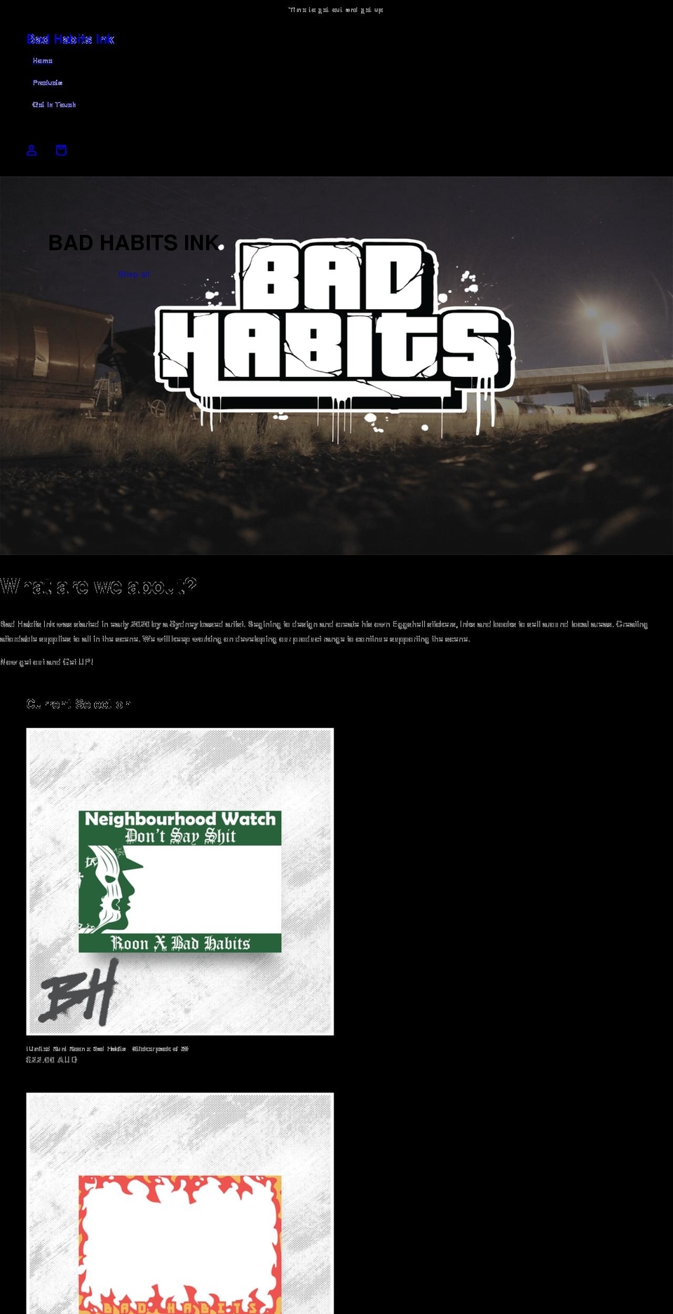 badhabitsink.com shopify website screenshot