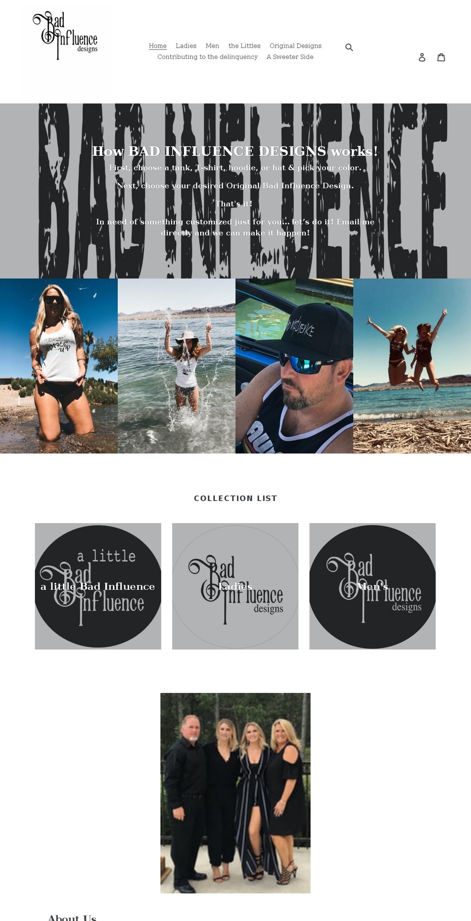 badinfluencedesign.org shopify website screenshot