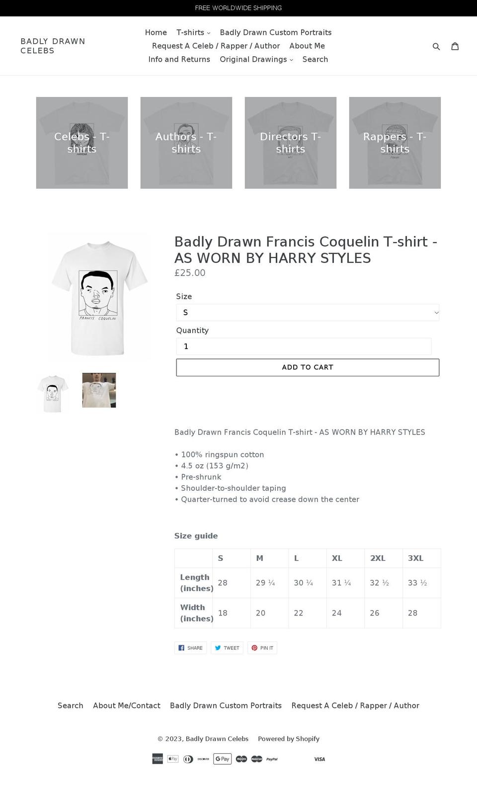 badlydrawncelebs.com — Shopify storefront screenshot