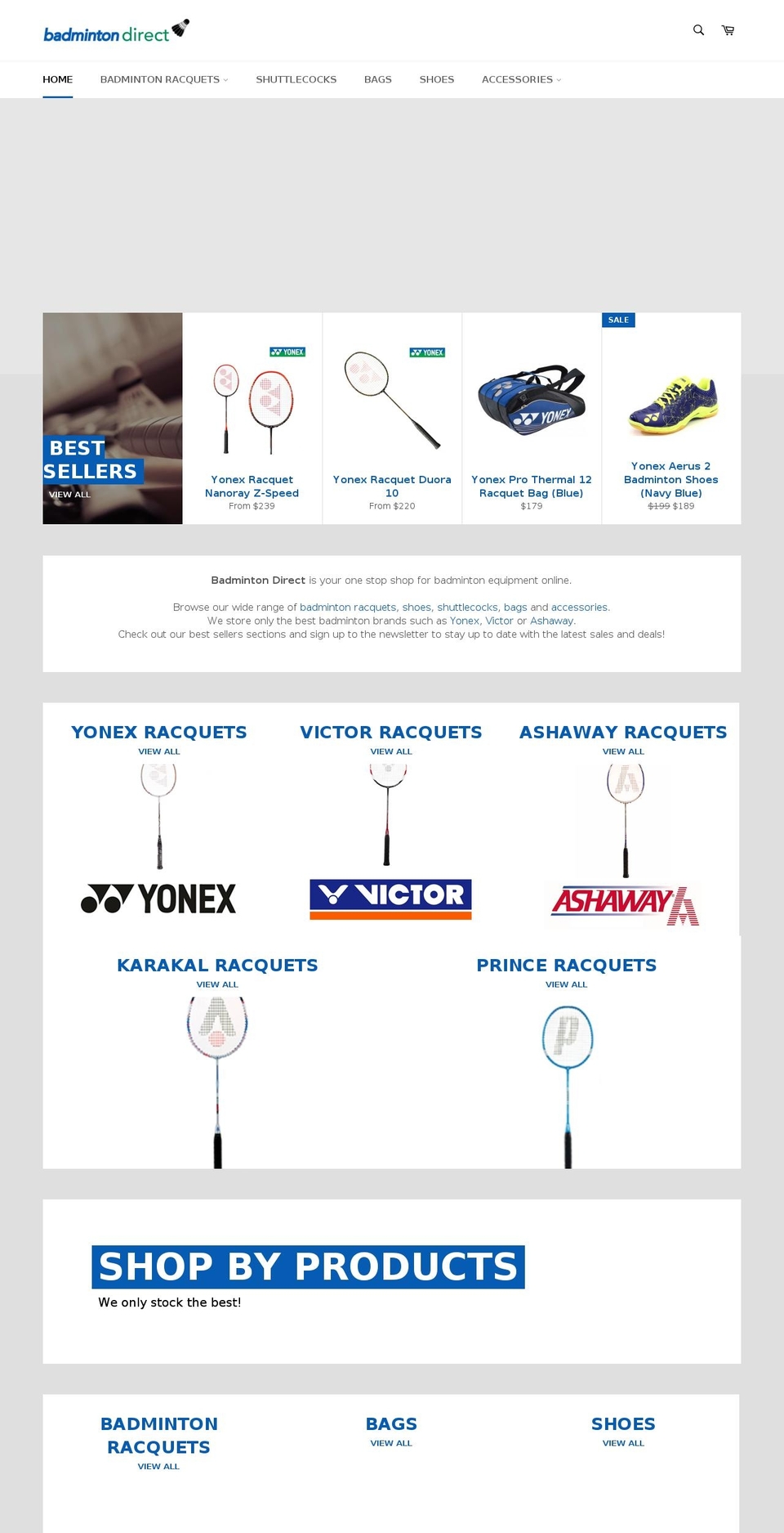 badmintondirect.com.au shopify website screenshot