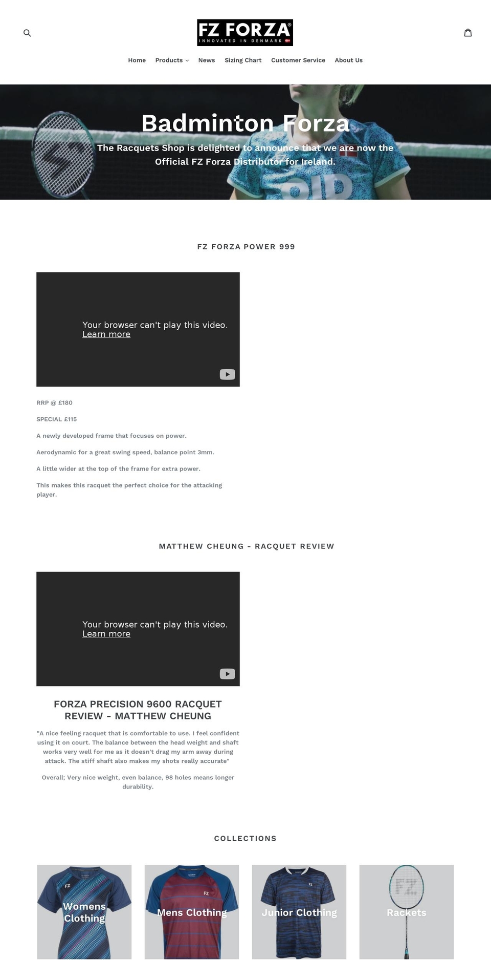 badmintonforza.co.uk shopify website screenshot