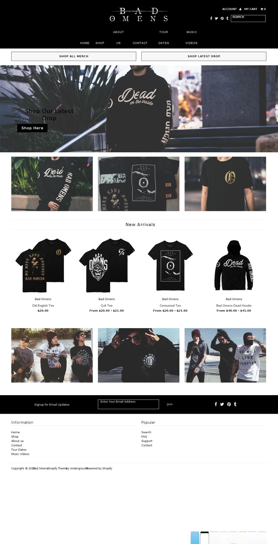 badomensmerch.com shopify website screenshot