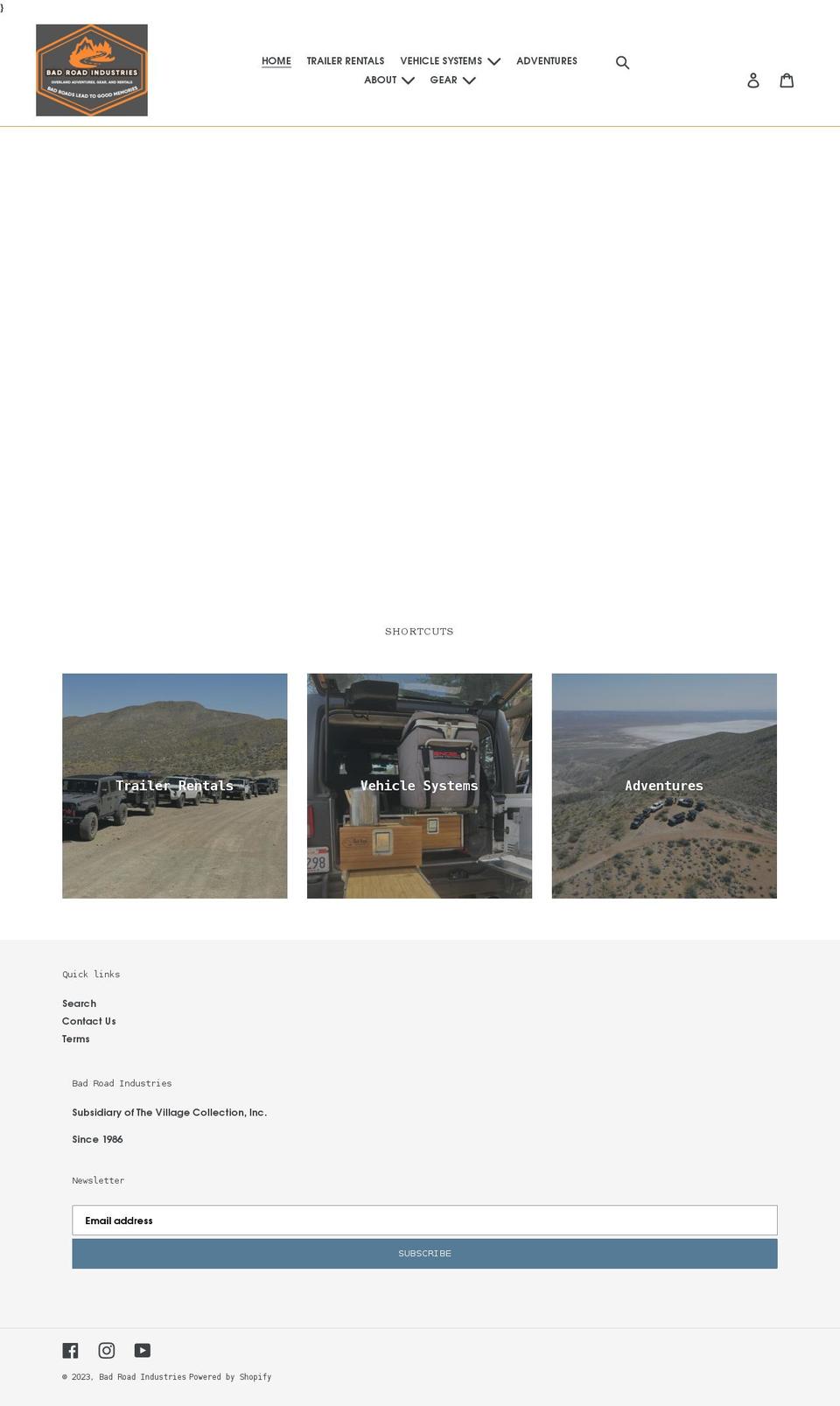 badroadindustries.com shopify website screenshot