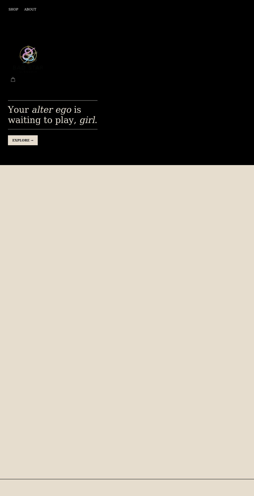 badstarlingerie.com shopify website screenshot