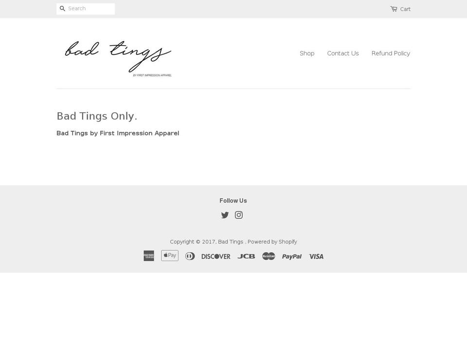 badtings.com shopify website screenshot