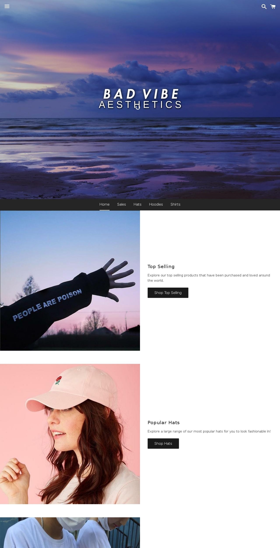 badvibeaesthetics.myshopify.com — Shopify storefront screenshot