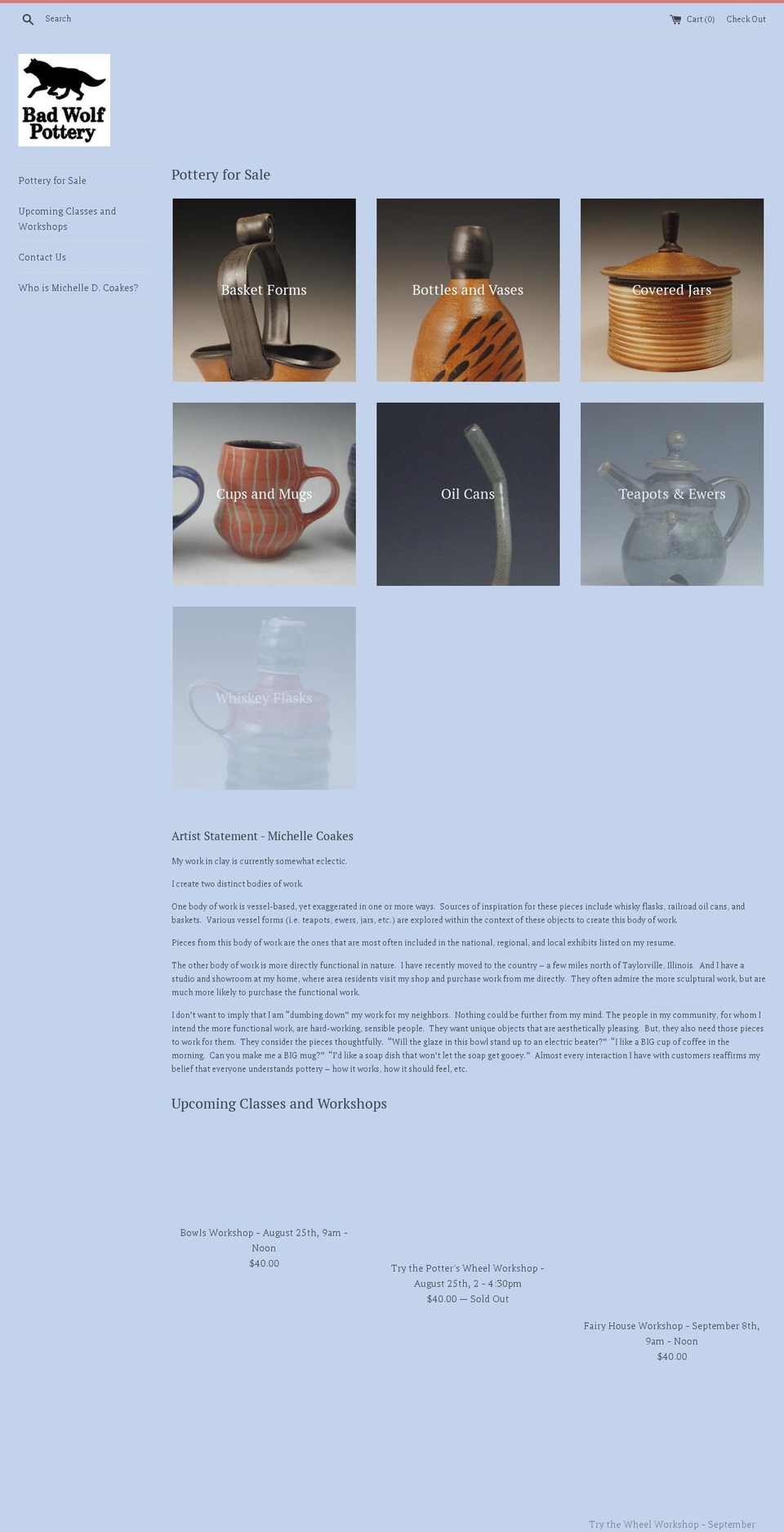 badwolfpottery.com — Shopify storefront screenshot