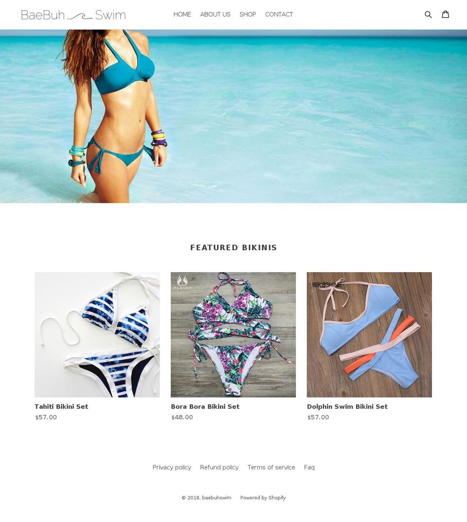 baebuhswim.com — Shopify storefront screenshot
