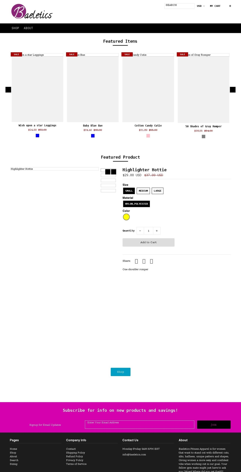 baeletics.com shopify website screenshot
